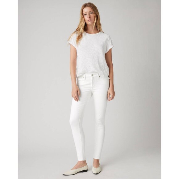 Levis Womens 711 Skinny White Jeans Size 29 Mid-Rise Stretch Denim EUC - Picture 1 of 5